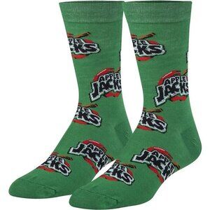 Kellogg's Apple Jacks Cereal Crew Socks Men's (6-12 Shoe Size) Green, Red, Black